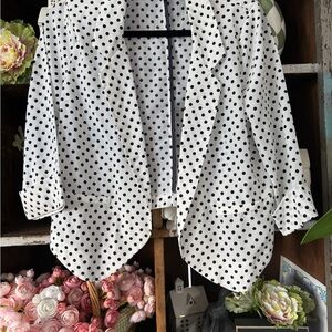by & by Navy Blue and White Polka Dot Blouse